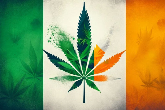 Color de la bandera irlandesa y una hoja de cannabis
