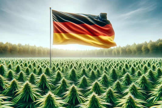 La bandera alemana en el campo del cannabis
