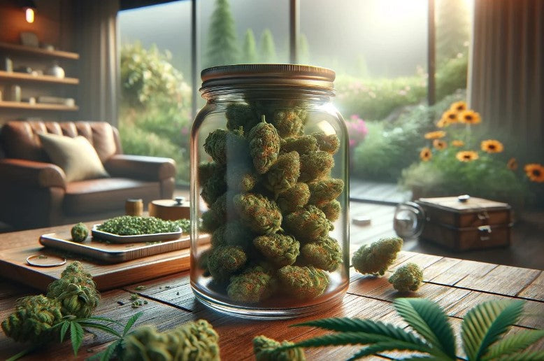 Un tarro de cannabis 
