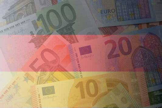 Bandera y moneda alemanas