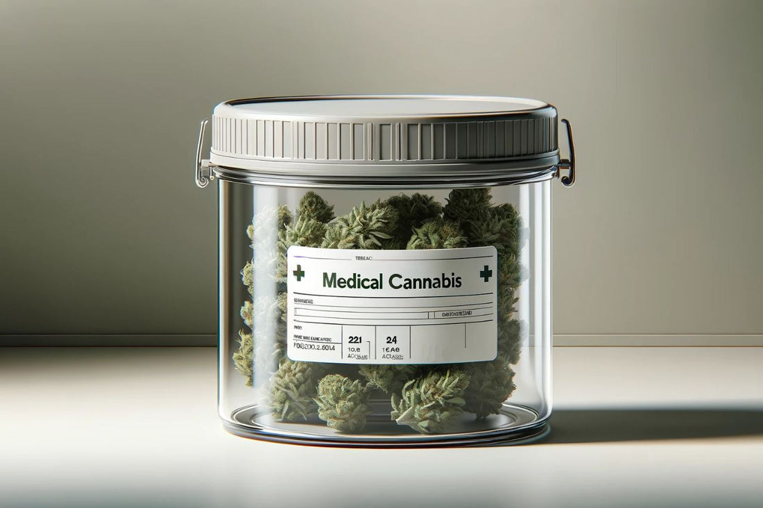 Un recipiente lleno de cannabis medicinal