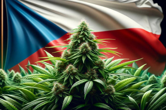 Planta de cannabis y bandera de la República Checa