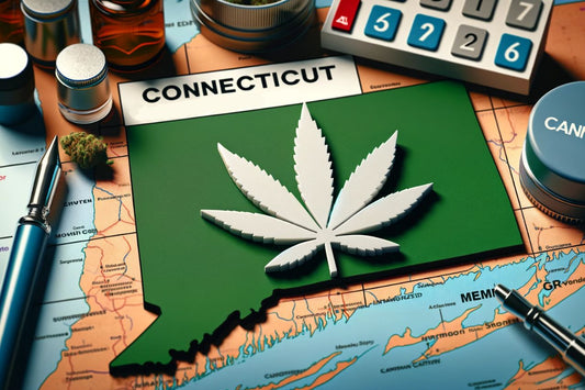 Cartel de cannabis y mapa de Connecticut