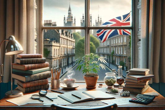 Bandera del Reino Unido ondeando por la ventana
