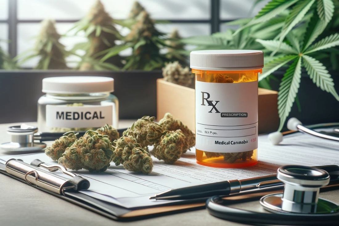 Cannabis medicinal en la mesa de un médico