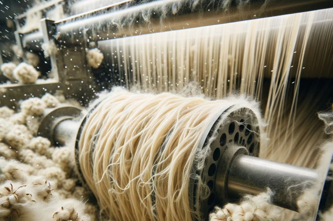 fibras de cáñamo siendo procesadas en una maquinaria
