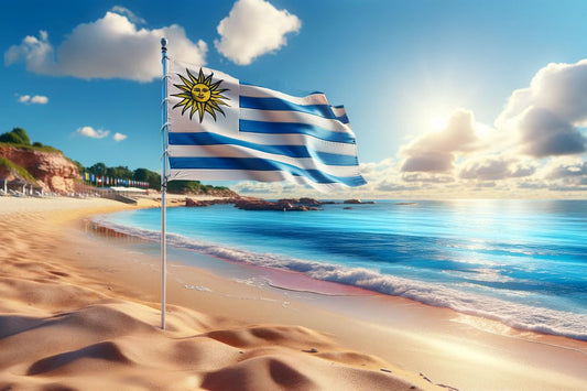 Ondeando la bandera de Uruguay