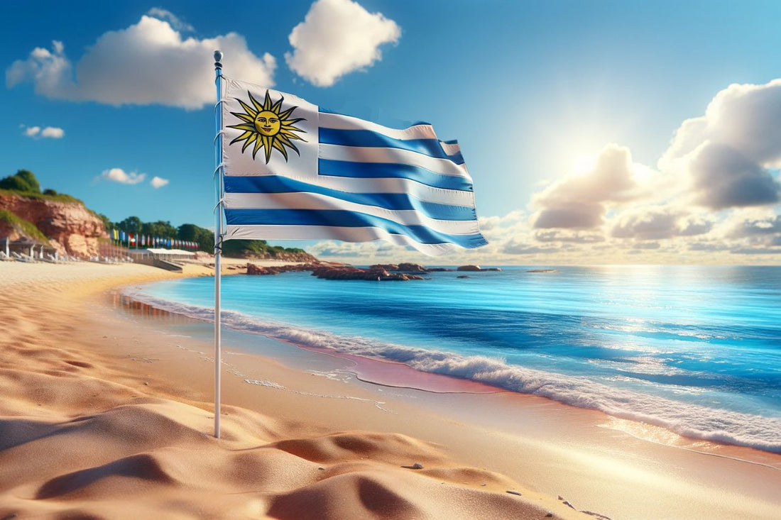 Ondeando la bandera de Uruguay