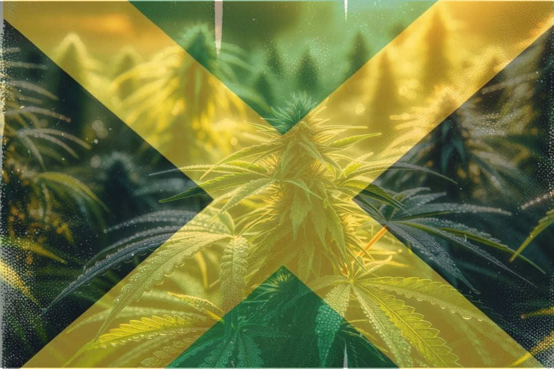Cannabis y bandera de Jamaica