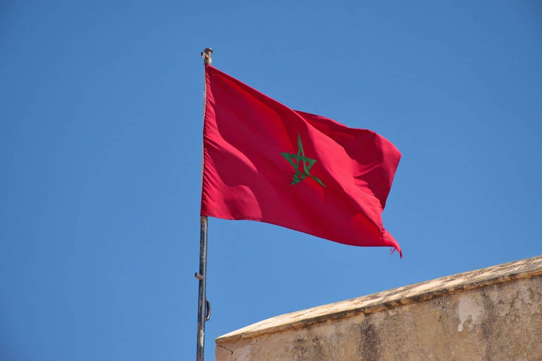 Bandera de Marruecos ondeando