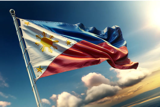 Ondeando la bandera filipina