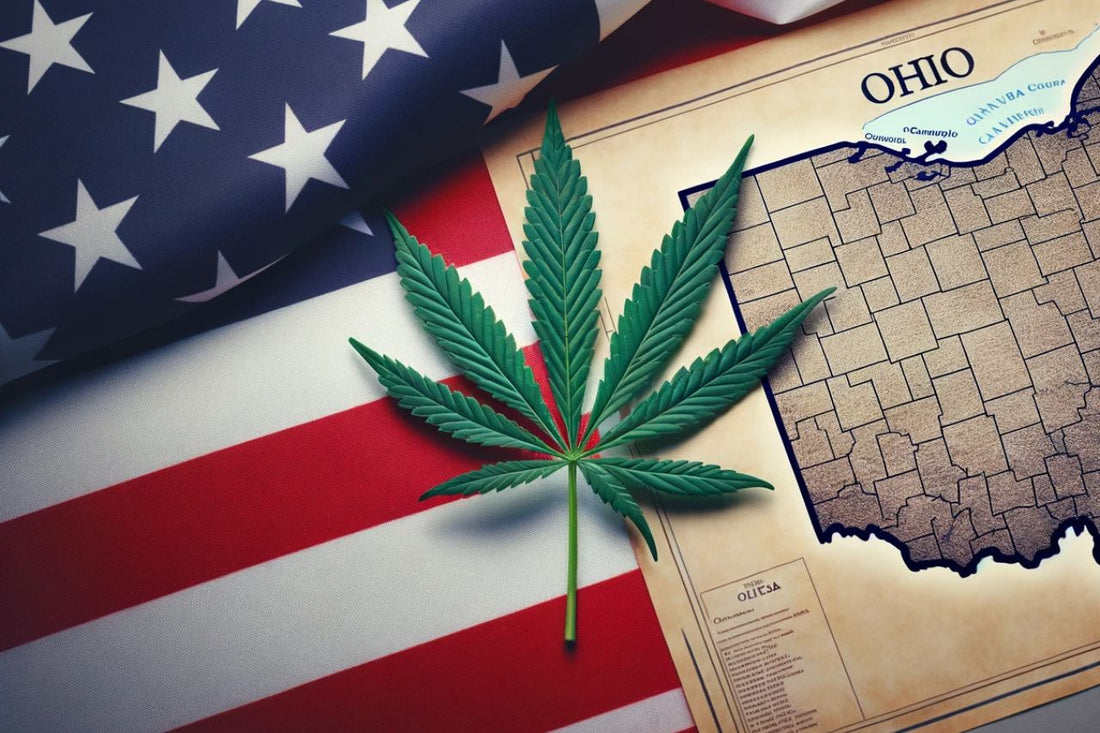 Hoja de cannabis, Bandera de EE.UU., Mapa de Ohio