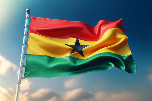 Ondeando la bandera de Ghana