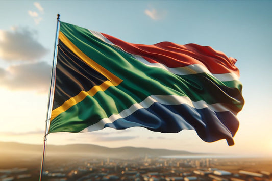 Ondeando la bandera de Sudáfrica