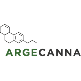Logotipo de la asociación de la industria del cannabis ARGECANNA en verde y gris sobre un fondo transparente.