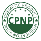 Logotipo de notificación de productos cosméticos de la Fórmula CPNP suiza sobre un fondo transparente.