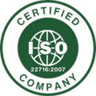 Logotipo de certificación ISO con el número 22716:2007
